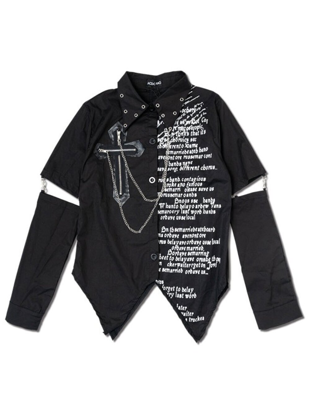 NEW ACDC RAG Royal Road Punk Cross Chain Black Shirt -UNISEX